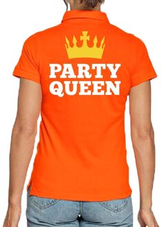 Bellatio Decorations Koningsdag polo t-shirt oranje Party Queen voor dames M - Feestshirts