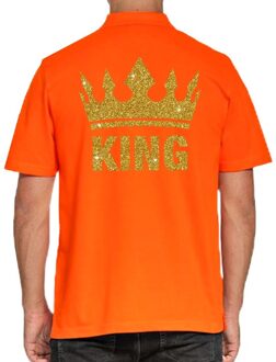 Bellatio Decorations Koningsdag poloshirt King goud glitter oranje voor heren
