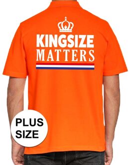 Bellatio Decorations Koningsdag poloshirt / polo t-shirt Kingsize Matters oranje voor heren - Koningsdag kleding/ shirts 3XL