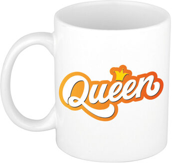Bellatio Decorations Koningsdag Queen met kroontje mok/ beker wit 300 ml