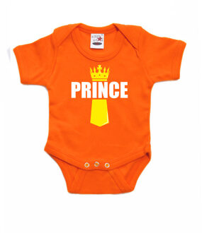 Bellatio Decorations Koningsdag romper Prince met kroontje oranje voor babys 56 (1-2 maanden) - Feest rompertjes Multikleur