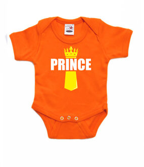 Bellatio Decorations Koningsdag romper Prince met kroontje oranje voor babys
