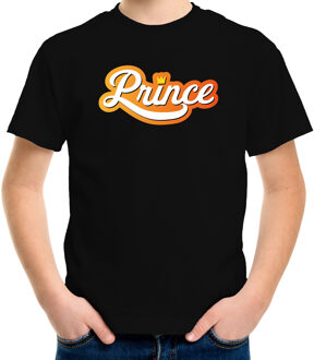 Bellatio Decorations Koningsdag shirt zwart voor kinderen - Prince met kroon L (146-152) - Feestshirts