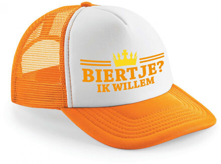 Bellatio Decorations koningsdag snapback/cap - biertje ik willem - oranje/wit - pet - unisex - Verkleedhoofddeksels