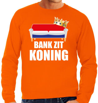 Bellatio Decorations Koningsdag sweater bank zit Koning oranje voor heren