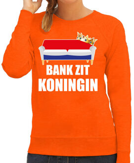 Bellatio Decorations Koningsdag sweater bank zit Koningin oranje voor dames