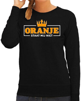 Bellatio Decorations Koningsdag sweater dames - oranje staat mij niet - zwart - oranje feestkleding 2XL