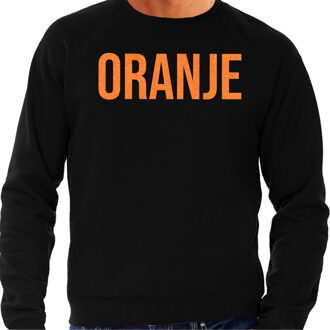 Bellatio Decorations Koningsdag sweater heren - oranje - zwart - glitters - oranje feestkleding 2XL