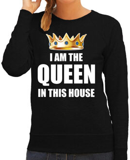 Bellatio Decorations Koningsdag sweater Im the queen in this house zwart voor dames XS