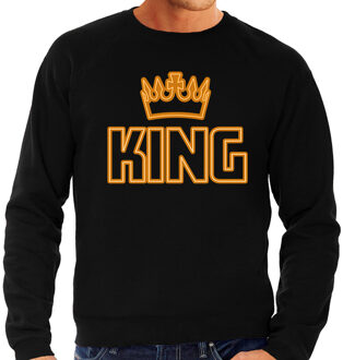 Bellatio Decorations Koningsdag sweater - king kroontje - heren - zwart