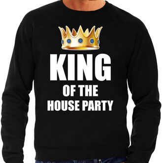 Bellatio Decorations Koningsdag sweater King of the house party zwart voor heren 2XL