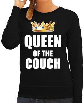 Bellatio Decorations Koningsdag sweater queen of the couch zwart voor dames 2XL