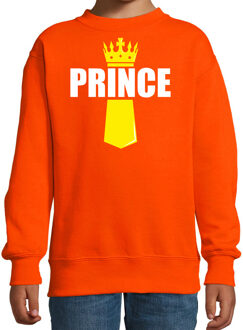 Bellatio Decorations Koningsdag sweater / trui Prince met kroontje oranje voor kinderen 118/128 (7-8 jaar)
