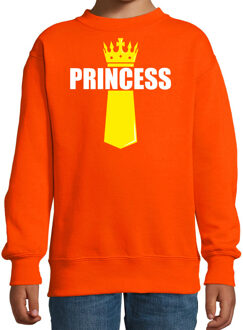 Bellatio Decorations Koningsdag sweater / trui Princess met kroontje oranje voor kinderen 96/104 (3-4 jaar)