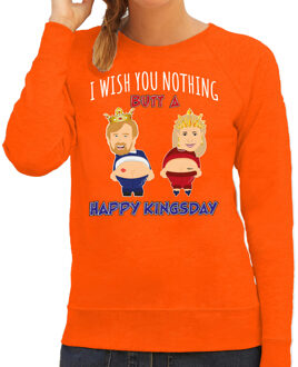 Bellatio Decorations Koningsdag sweater voor dames - Happy Kings day - oranje - oranje feestkleding 2XL