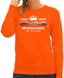 Bellatio Decorations Koningsdag sweater voor dames - koningsdel/frikandel - oranje - oranje feestkleding
