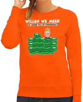 Bellatio Decorations Koningsdag sweater voor dames - meer of minder - bier/pils - oranje - feestkleding XL