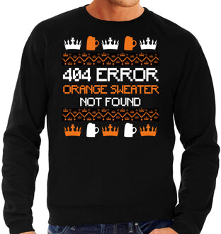 Bellatio Decorations Koningsdag sweater voor heren - 404 error not found - zwart - oranje feestkleding