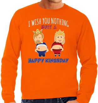 Bellatio Decorations Koningsdag sweater voor heren - Happy Kings day - oranje - oranje feestkleding 2XL