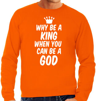 Bellatio Decorations Koningsdag sweater voor heren - koning - oranje - feestkleding