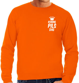 Bellatio Decorations Koningsdag sweater voor heren - koning pils dag - oranje - feestkleding