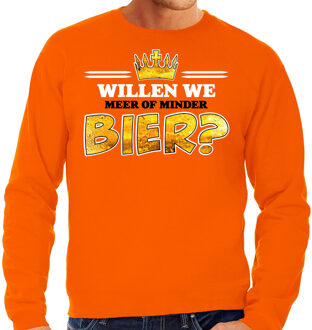 Bellatio Decorations Koningsdag sweater voor heren - meer of minder bier - oranje - feestkleding M