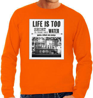 Bellatio Decorations Koningsdag sweater voor heren - vintage poster - oranje - oranje feestkleding 2XL