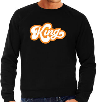 Bellatio Decorations Koningsdag sweater zwart voor heren - King met kroon 2XL