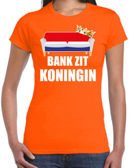 Bellatio Decorations Koningsdag t-shirt bank zit Koningin oranje voor dames