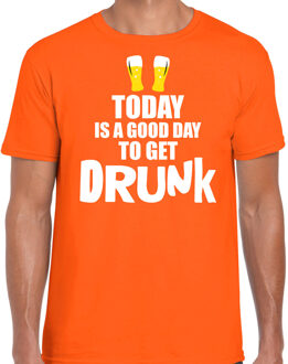 Bellatio Decorations Koningsdag t-shirt good day to get drunk oranje - heren - Kingsday EK/ WK shirt / outfit / kleding M