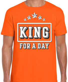 Bellatio Decorations Koningsdag t-shirt King for a day oranje voor heren - Kingsday shirt / kleding 2XL