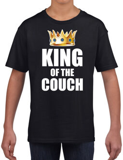 Bellatio Decorations Koningsdag t-shirt king of the couch zwart voor kinderen L (140-152)