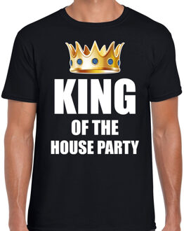 Bellatio Decorations Koningsdag t-shirt King of the house party zwart voor heren 2XL