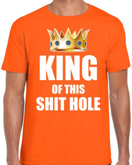 Bellatio Decorations Koningsdag t-shirt King of this shit hole oranje voor heren - Woningsdag - thuisblijvers / Kingsday thuis vieren 2XL