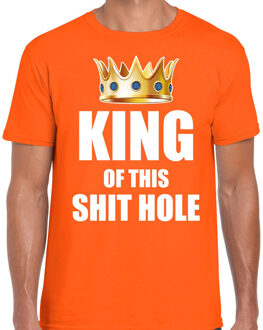 Bellatio Decorations Koningsdag t-shirt King of this shit hole party oranje voor here