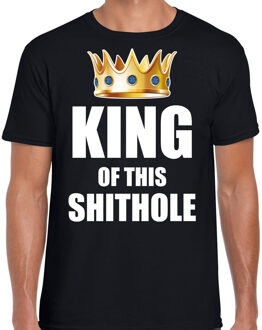 Bellatio Decorations Koningsdag t-shirt King of this shit hole party zwart voor heren 2XL