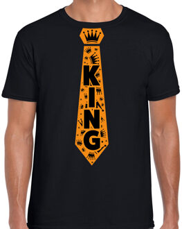 Bellatio Decorations Koningsdag t-shirt - king stropdas - heren - zwart