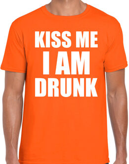 Bellatio Decorations Koningsdag t-shirt kiss me I am drunk oranje voor heren
