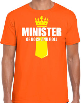 Bellatio Decorations Koningsdag t-shirt Minister of rock N roll met kroontje oranje voor heren
