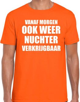 Bellatio Decorations Koningsdag t-shirt morgen nuchter verkrijgbaar oranje voor heren