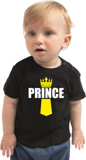 Bellatio Decorations Koningsdag t-shirt Prince met kroontje zwart voor babys 62 (1-3 maanden) - Feestshirts Multikleur