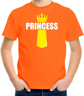 Bellatio Decorations Koningsdag t-shirt Princess met kroontje oranje voor kinderen