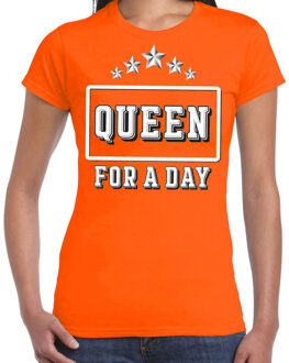 Bellatio Decorations Koningsdag t-shirt Queen for a day oranje voor dames - Kingsday shirt / kleding 2XL