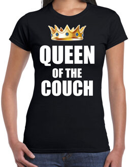 Bellatio Decorations Koningsdag t-shirt queen of the couch zwart voor dames 2XL