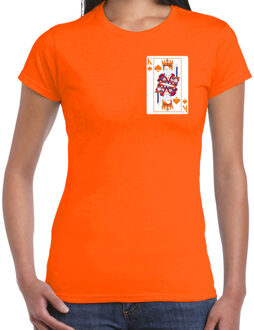 Bellatio Decorations Koningsdag T-shirt voor dames - kaarten koning - oranje - feestkleding S