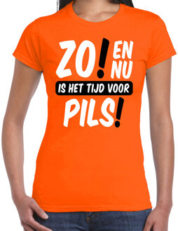 Bellatio Decorations Koningsdag T-shirt voor dames - tijd voor pils - oranje - bier - feestkleding XL