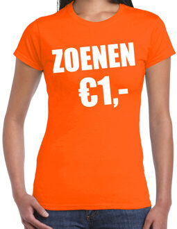Bellatio Decorations Koningsdag t-shirt voor dames - zoenen 1 euro - oranje - feestkleding