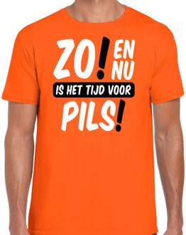 Bellatio Decorations Koningsdag T-shirt voor heren - tijd voor pils - oranje - bier - feestkleding