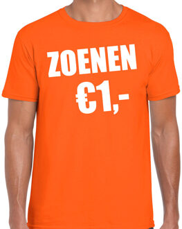 Bellatio Decorations Koningsdag t-shirt voor heren - zoenen 1 euro - oranje - feestkleding