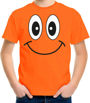 Bellatio Decorations Koningsdag t-shirt voor kinderen/jongens - Smile Emoticon - oranje - feestkleding